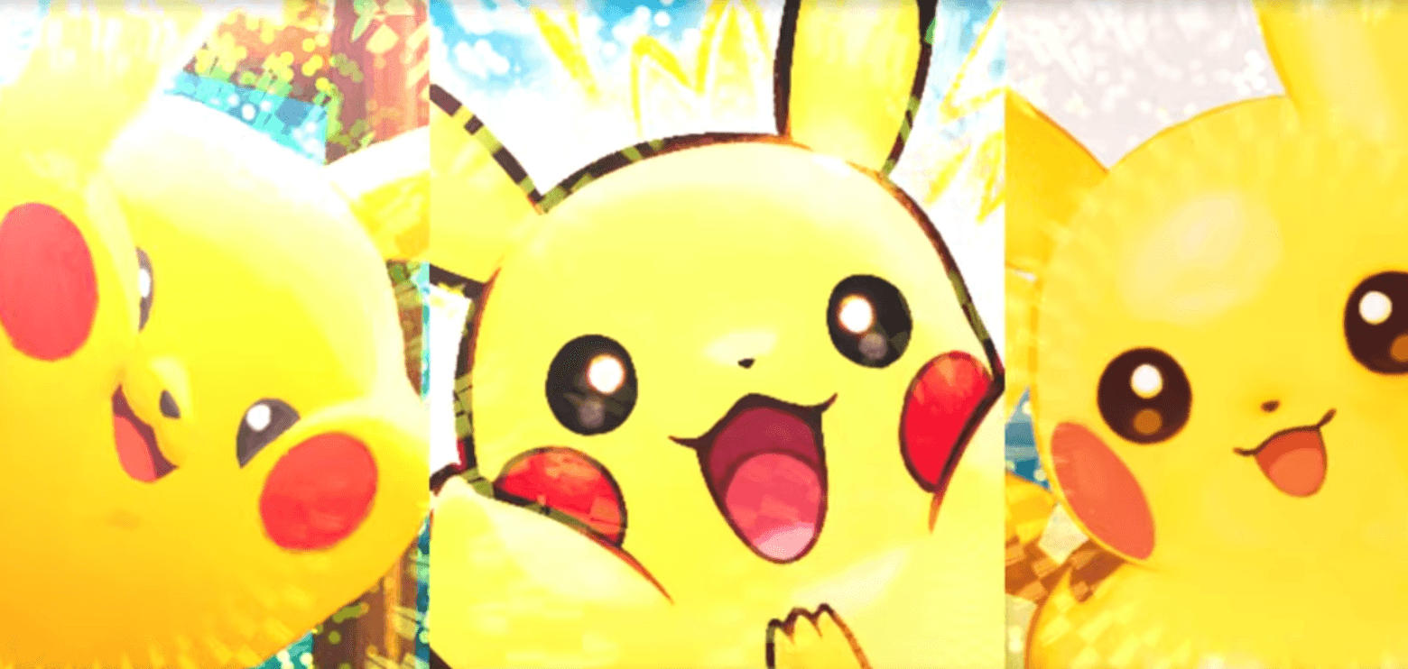 Pokemon TCG 30th Celebration Pikachu cards with multilingual card faces